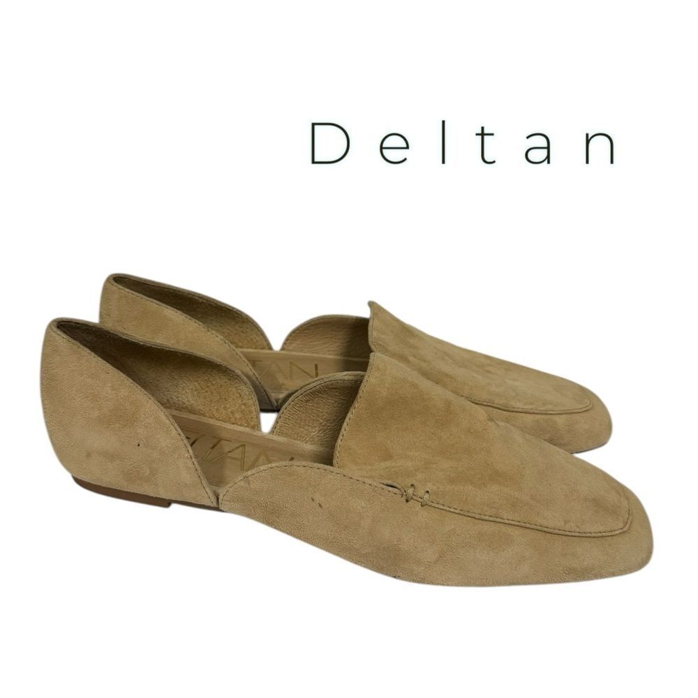Deltan Harper Suede Leather Sand Slip-on Women's Flats 8